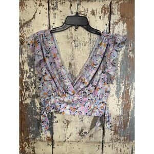 Free People V-Neck Pretty Daze Tank Top in Sky Combo Size Medium